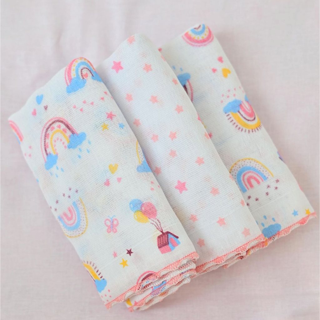 Pano de Boca Estampado Bublim Petit com 3 un acabamento Festone 100% Algodão Incomfral em Oferta na Shopee