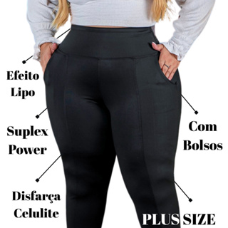 Legging Plus Size Feminina Com Bolso Faca Cintura Alta Sem Transparência G1 G2 G3 em Oferta na Shopee