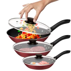 Jogo de Frigideiras com Tampa Tramontina Caribe 3pçs Antiaderente - Vermelho