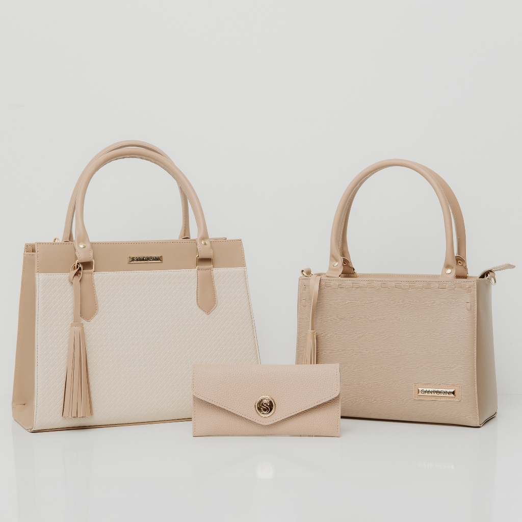 Bolsas Femininas Kit 3 Peças Bolsa Grande Tote Media Tiracolo Carteira com porta cartão