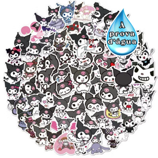 50pç Kuromi impermeável sanrio turma kawaii adesivo em Oferta na Shopee