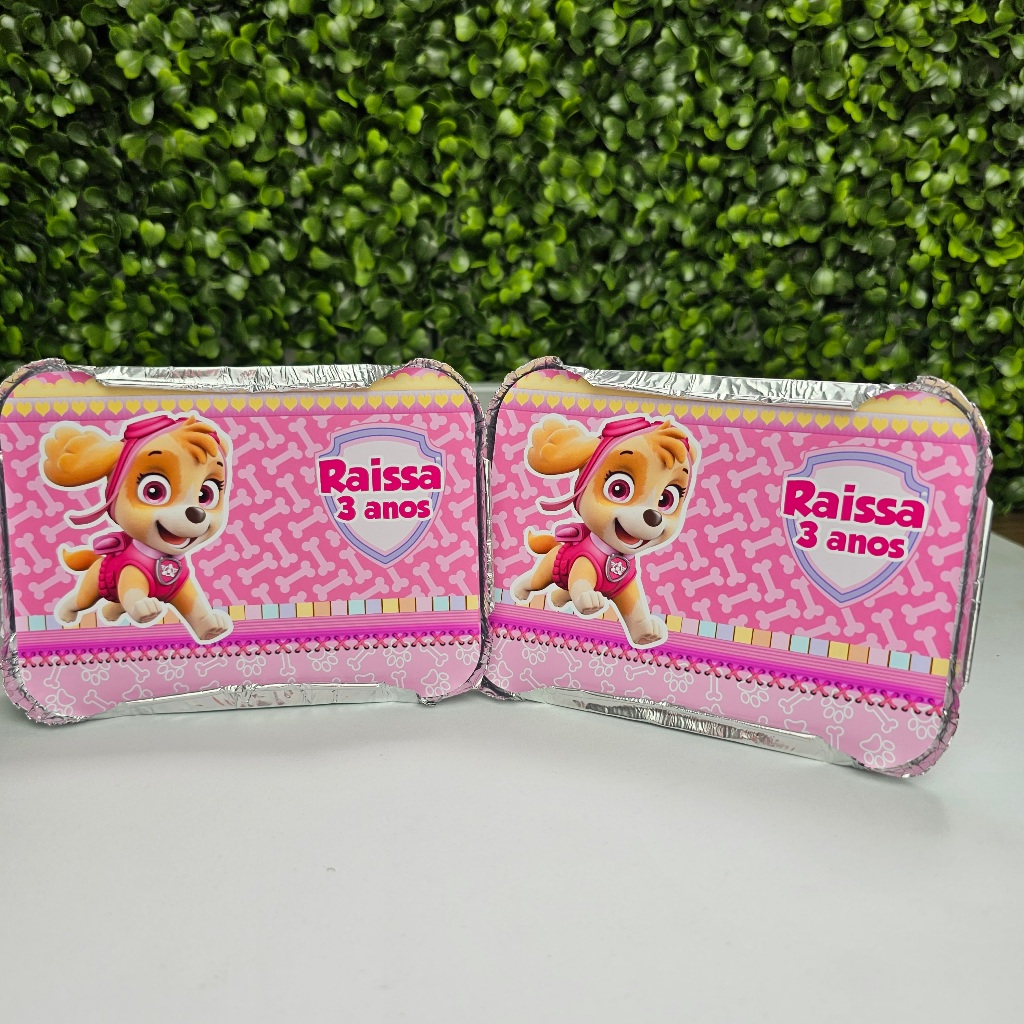 Marmitinha Personalizada SKYE PATRULHA CANINA ROSA - Personalizados - Festa infantil - Aniversário - Lembrancinha