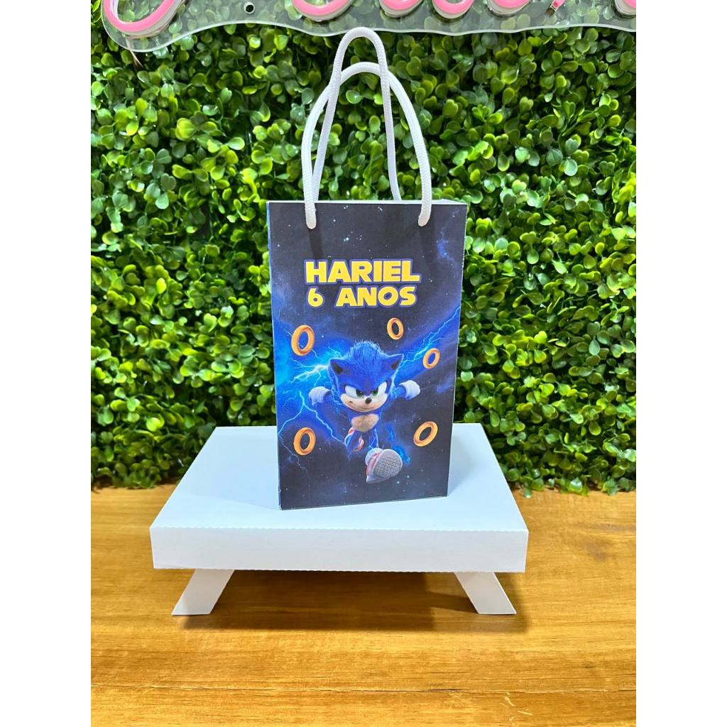 SACOLINHA PERSONALIZADA SONIC - PEGUE E MONTE - TAMANHO (P) - Lembrancinha - Aniversário