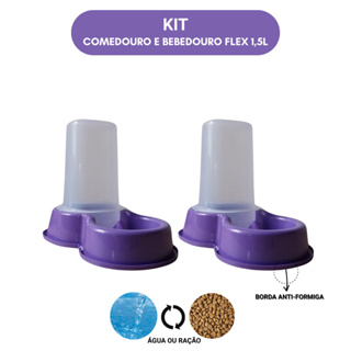 kit Comedouro + Bebedouro Pet Automático Flex 1,5L Ração +1.5L Água - Para Cães e Gatos em Oferta na Shopee