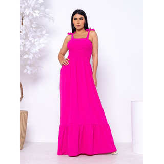 Vestido Longo Alçinha Moda Viscolinho Com Latex