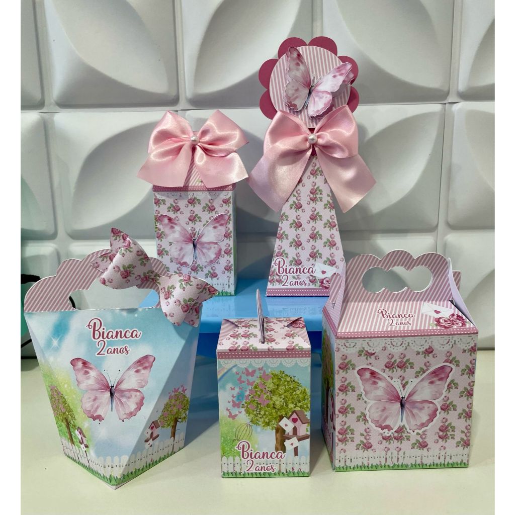Kit Festa Caixinhas Personalizadas Jardim da Borboletas Aniversário-LEMBRANÇINHA-Jardim encantado