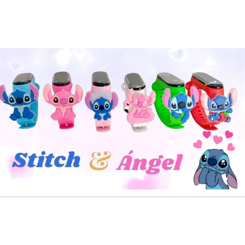 Relógio infantil / Stitch e Angel/relógio digital led /relógio stitch, angel/pulseira eletrônica em Oferta na Shopee