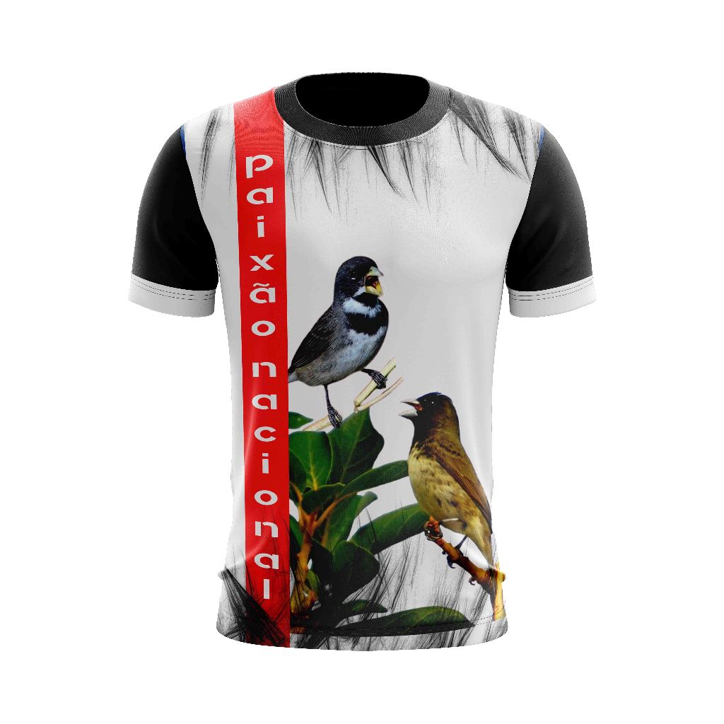 Camisa camiseta de passaros coleirinha papa capim baiano e trinca ferro pixarro criar é preservar
