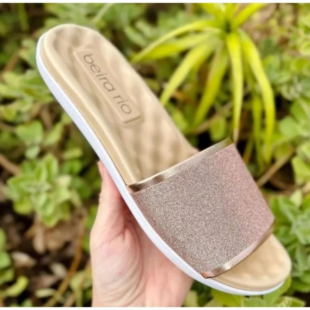 Chinelo sandália Slide Glitter Beira Rio Conforto ORIGINAL em Oferta na Shopee