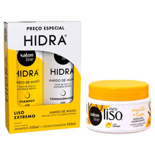 Kit Onduladas com Shampoo, Condicionador Hidra e Máscara Meu Liso em Oferta na Shopee