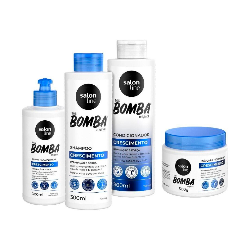 Kit SOS Bomba Original Shampoo + Condicionador + Creme de Pentear + Máscara 500g