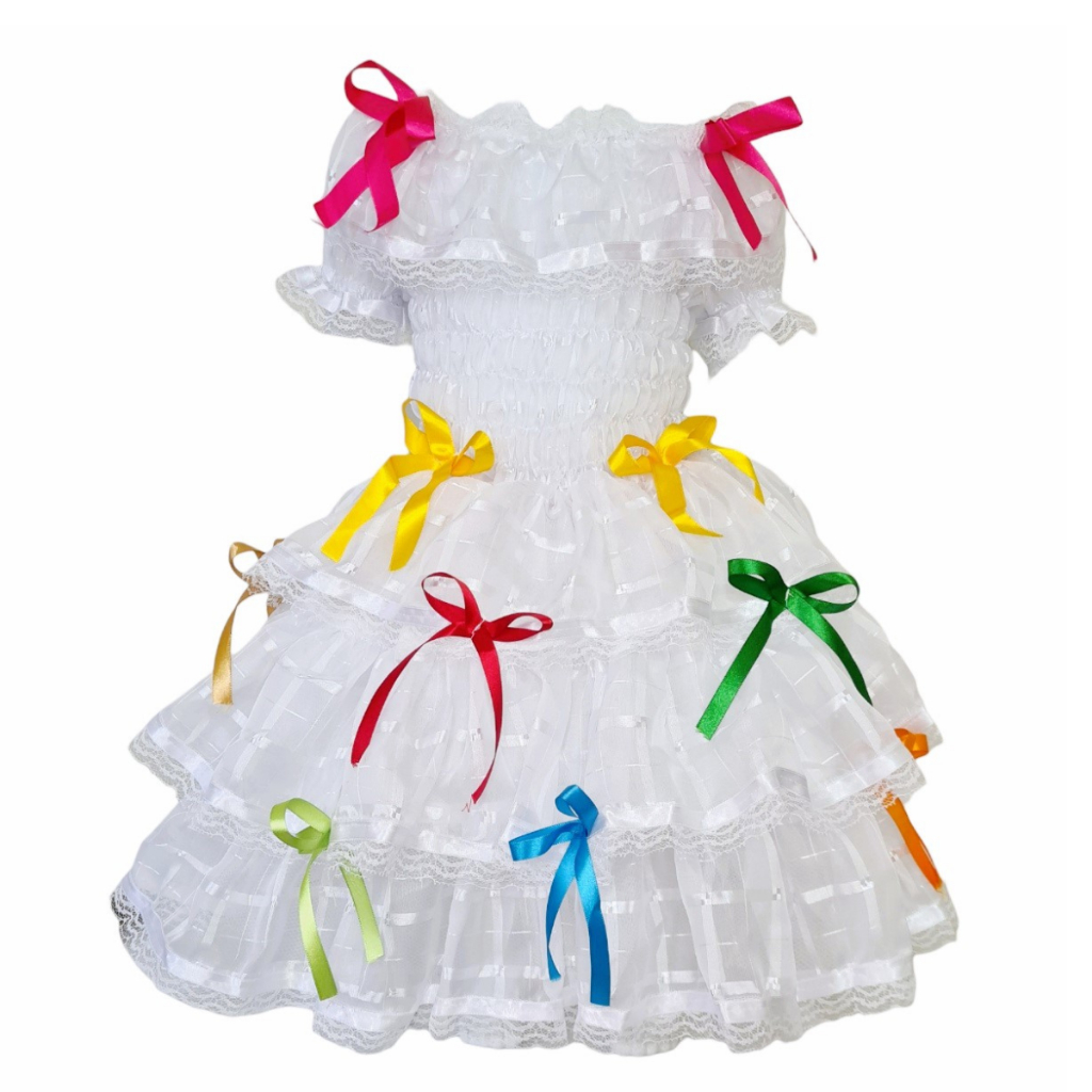 vestido noivinha caipira infantil festa junina arraiá são joão noiva juvenil Borboletinhas...