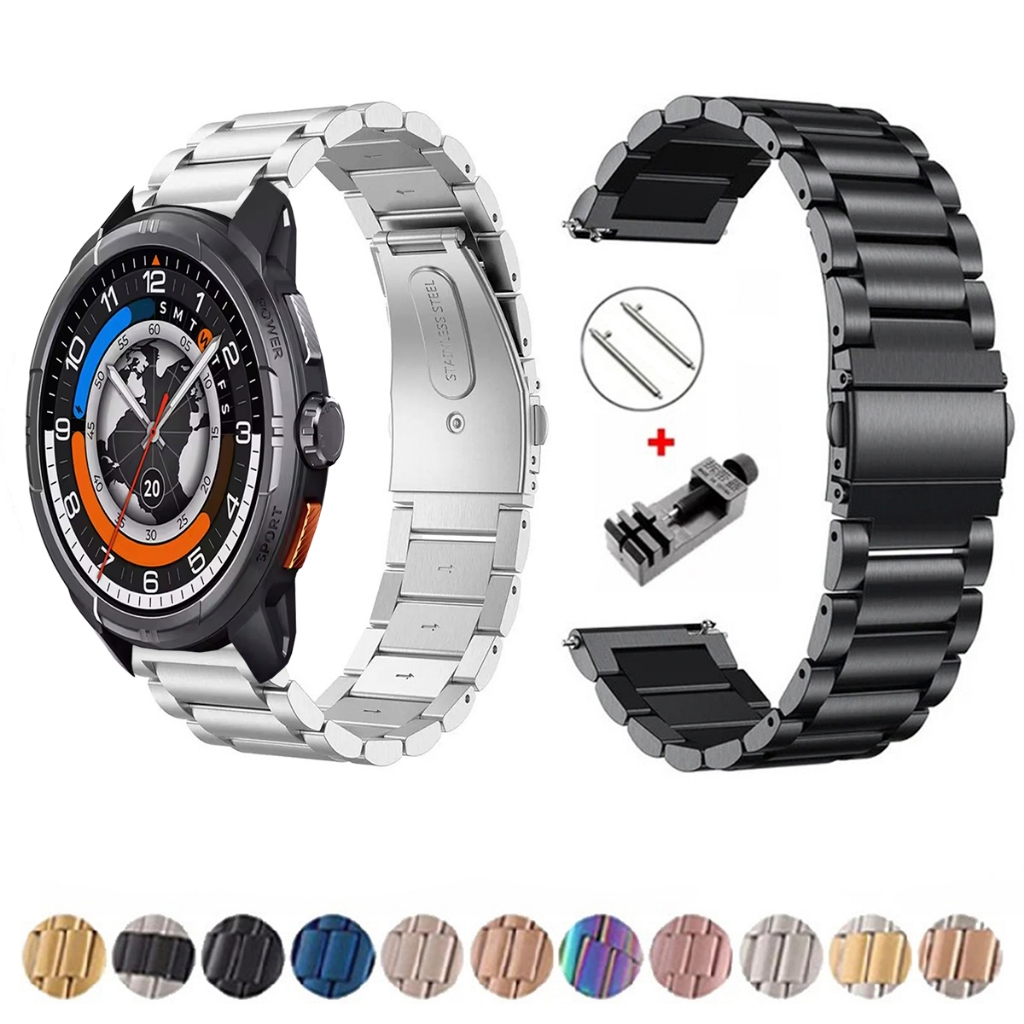 Pulseira de 22mm Metal Elos de aço inox para Smartwatch Haylou Solar Ultra de Engate Rapido