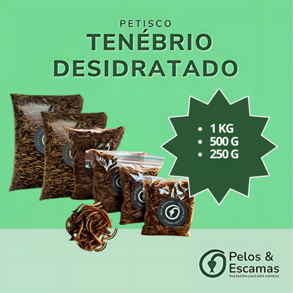 Larvas de Tenébrio Desidratado para Roedores, Pássaros, Tartarugas, Peixes