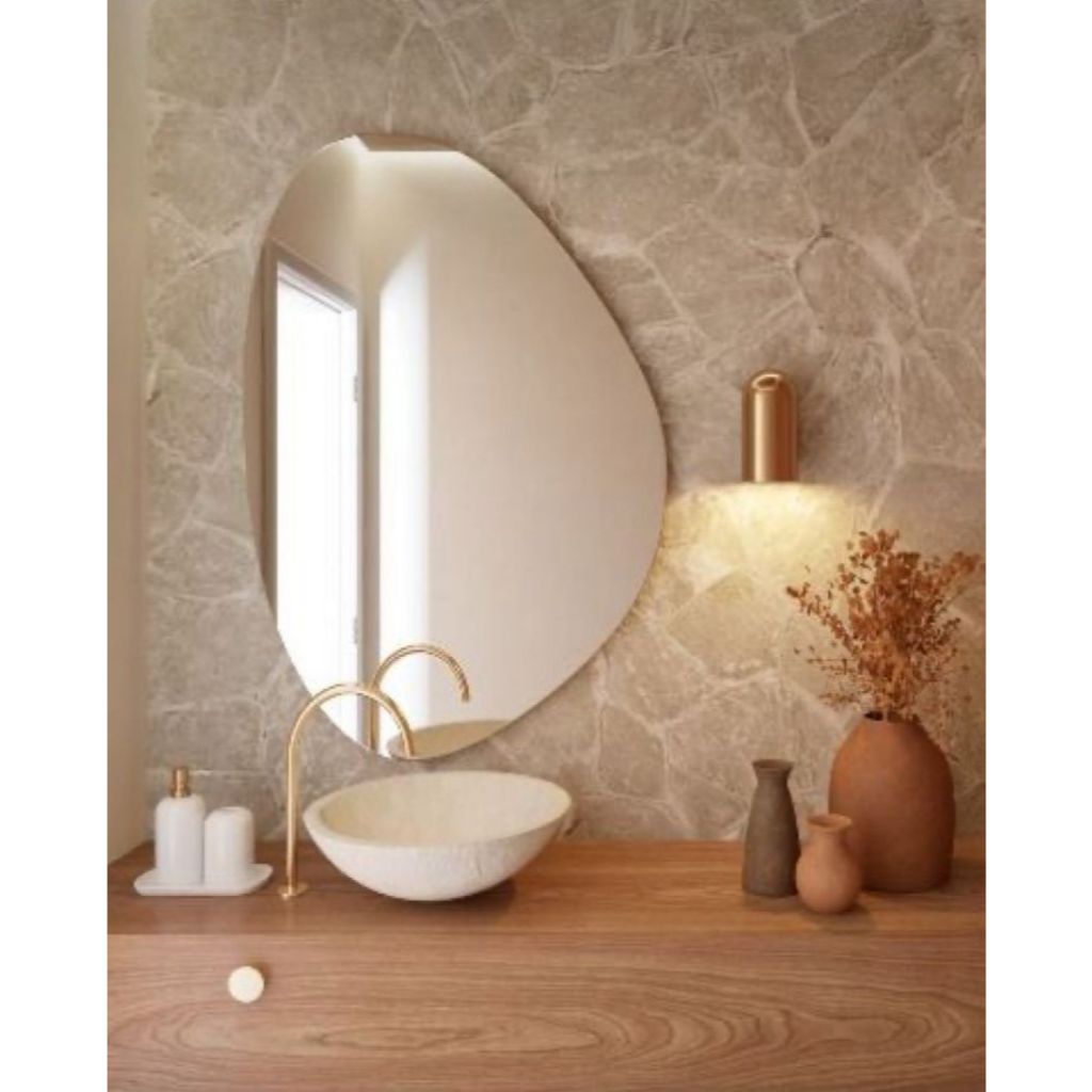 Espelho Organico 80X60cm Lapidado Casa Moderno Decorativo C/SUPORTE (ORGANICO)