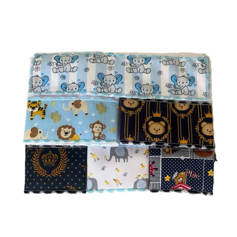 Kit com 6  fraldinhas toalhinhas de boca tecido felpudo extra macio para meninos e meninas