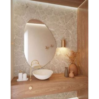 Espelho Organico 90X70cm Lapidado Casa Moderno Decorativo C/SUPORTE (ORGANICO) OFERTA em Oferta na Shopee