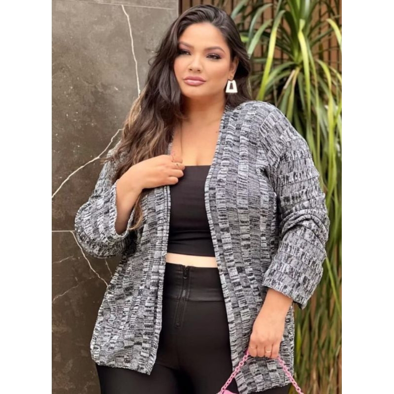 KIMONO CARDIGAN PLUS SIZE TRICOT INVERNO  FRIO ABERTO  MESCLA  LUXO ❤️‍🩹