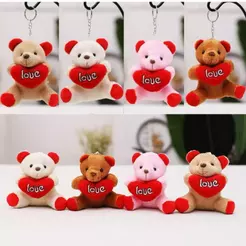 3/6/12 pcs Chaveiro e corações de urso