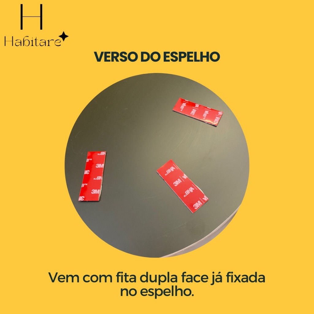 Detalhes do Espelho Orgânico Semi Oval 70x50 Lapidado Polido Moderno Decorativo c/FITA DUPLA FACE (SEMI OVAL)