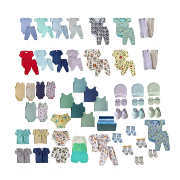 Kit 80 Peças - Enxoval Completo Atacado Bebê Body Gêmeos