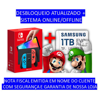 Nintendo Switch Oled ou Lite Branco/Neon Desbloqueado Novo 320GB/580GB/1TB até 190 Jogos em Oferta na Shopee
