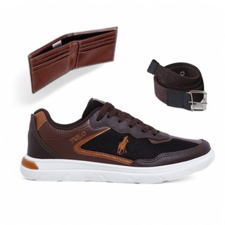 Kit 3 em 1 Tênis Masculino Leve e Confortável Com Cartiera e Cinto Qualidade Prime e Estilo DIa Pr