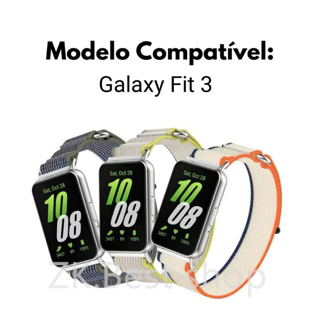 Pulseira Nylon Para Galaxy Fit 3 Sm-r390 Tecido Respirável Confortável Fecho de 