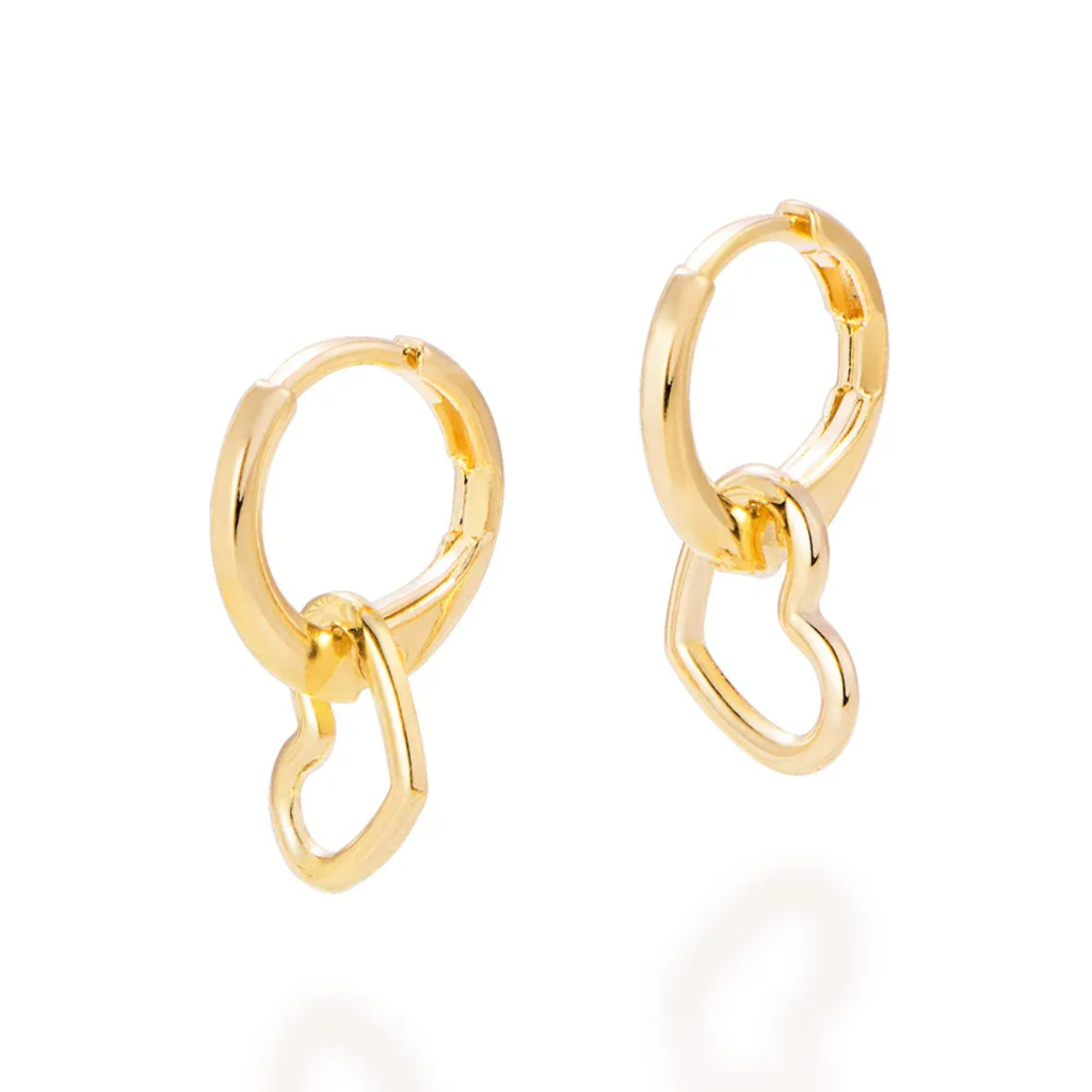 Argola Com Coração Banhado A Ouro 18k Linda Elegante 526588 em Oferta na Shopee
