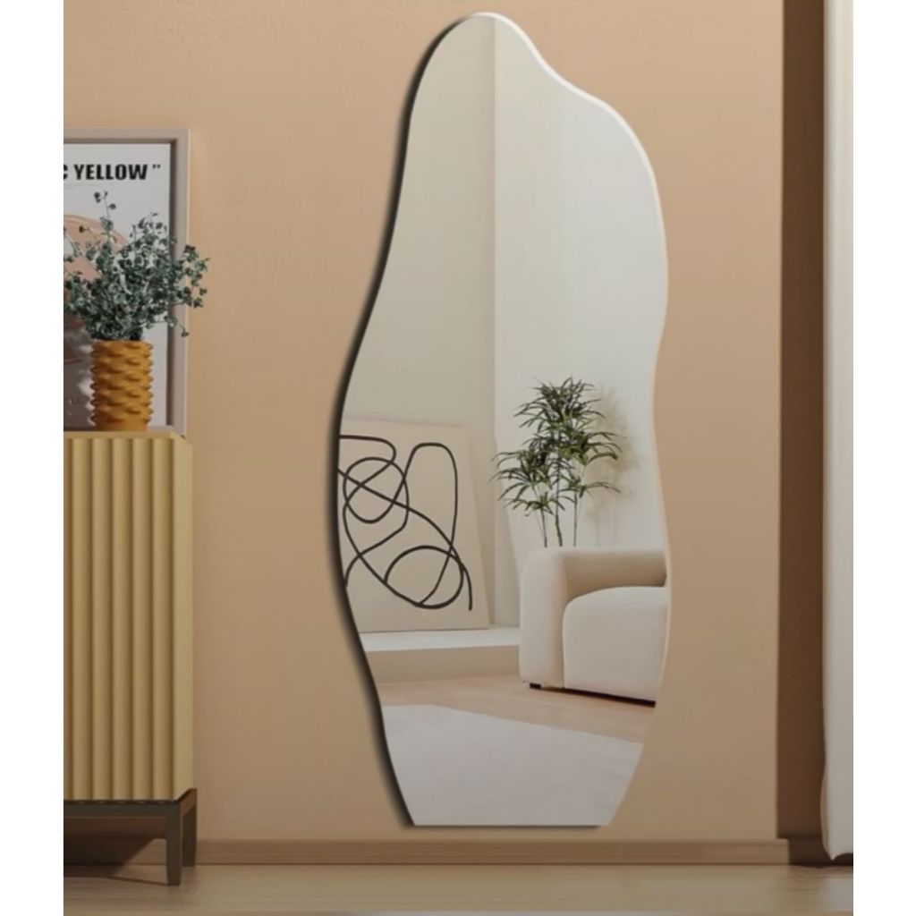 Espelho Orgânico Form 95x40cm Lapidado Polido Moderno Decorativo c/FITA DUPLA FACE (FORM)