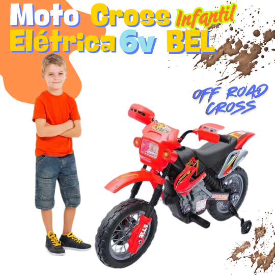 SUPER MOTO CROSS INFANTIL ELÉTRICA 6V TRAIL OFF ROAD BEL