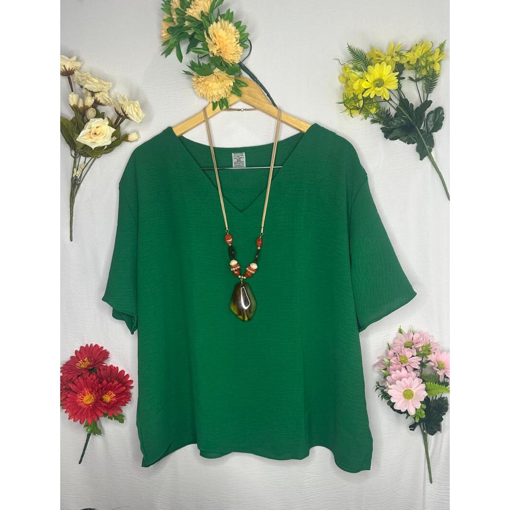 Novas roupas femininas plus size gola v em Oferta na Shopee