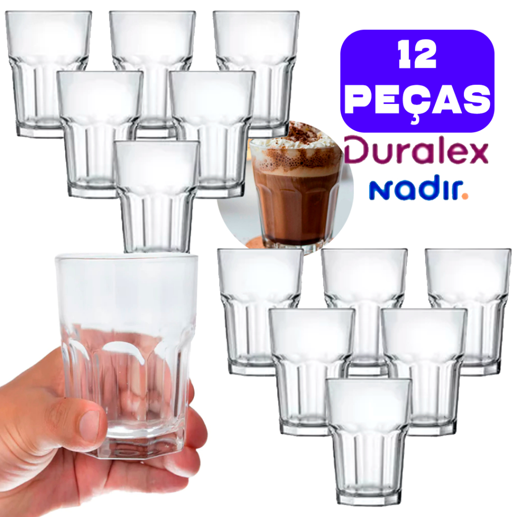 Kit 12 Copos Bristol Long Drink 200ML Bebidas Drink Jogo de Vidro Grosso e Resistente Licor