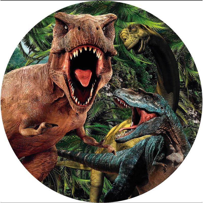 Capa para Painel de Festas Sublimado Redondo c/Elástico Veste Fácil 1.50 x 1.50 e 50 cm Jurassic dinossauros