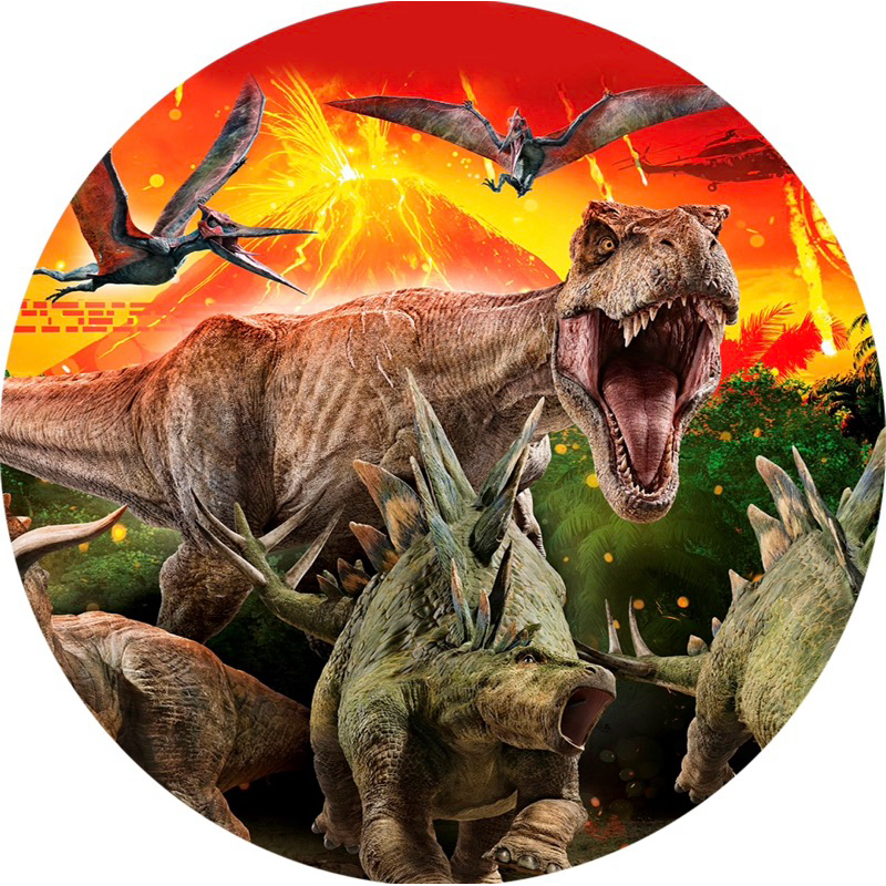 Capa para Painel de Festas Sublimado Redondo c/Elástico Veste Fácil 1.50 x 1.50 e 50 cm Jurassic dinossauros — imagem 2 de 2