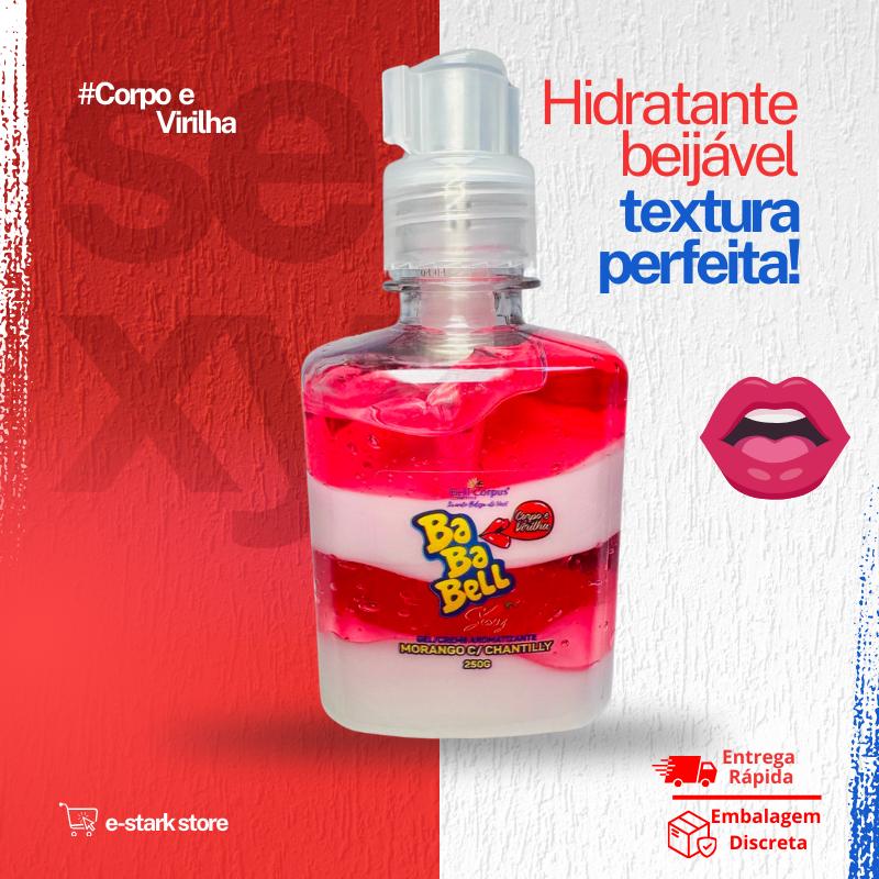 Kit c/ 3 Gel Creme Morango com Chantilly Bell Corpus – Para Corpo e Virilha – 250g