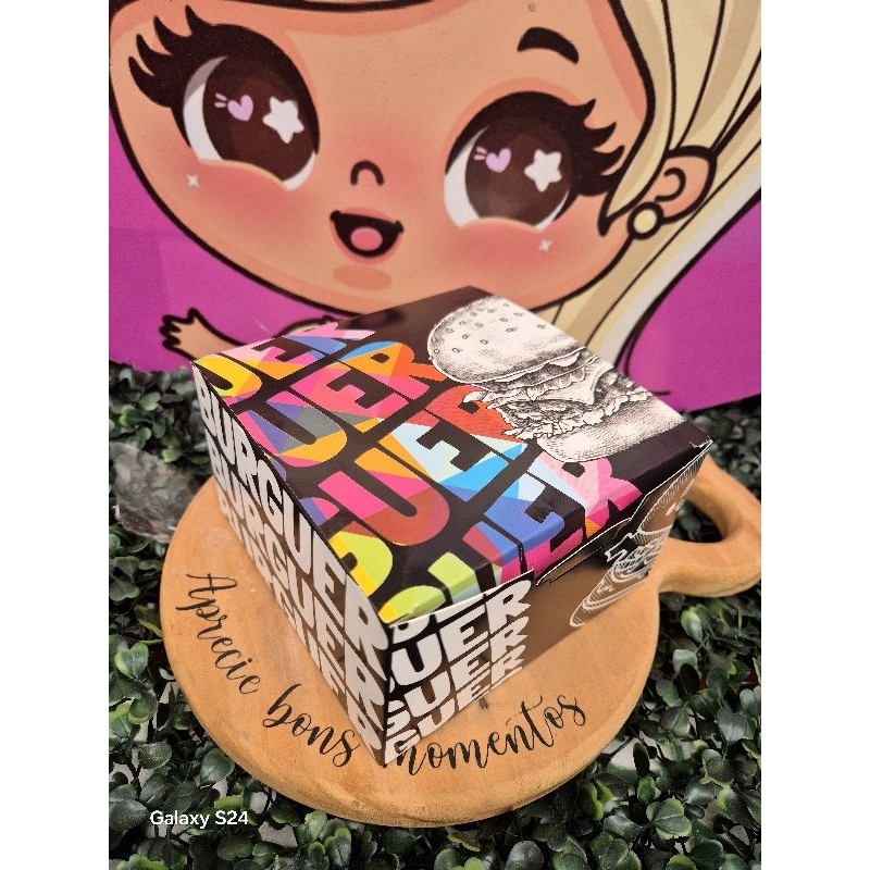CAIXA HAMBURGUER COLORIDA LANCHE DELIVERY EMBALAGEM LANCHE em Oferta na Shopee