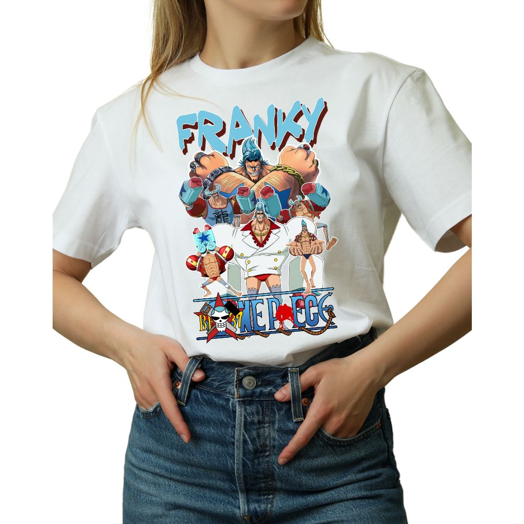 Camiseta Anime Seriado One Piece Franky Luffy 2025 Camisa Infantil Blusa 100% Algodão Infantil Menino Menina