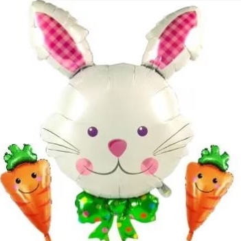 KIT 3 BALÕES COELHO 96cm DA PÁSCOA CENOURA BALÃO METALIZADO OVO páscoa rabbit ENCHE COM GÁS HÉLIO AR
