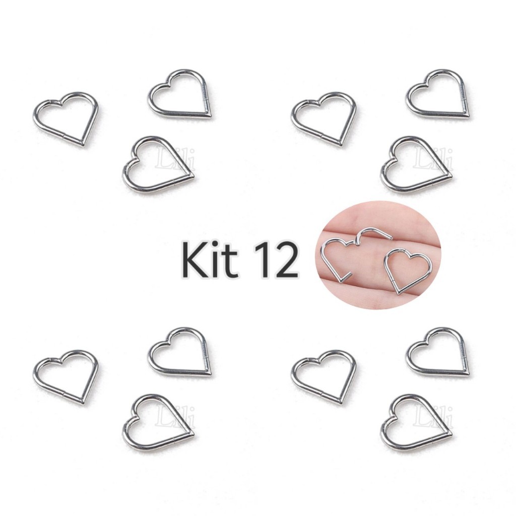 Piercing Argola Click em aço cirúrgico Coração Liso 8mm em Oferta na Shopee