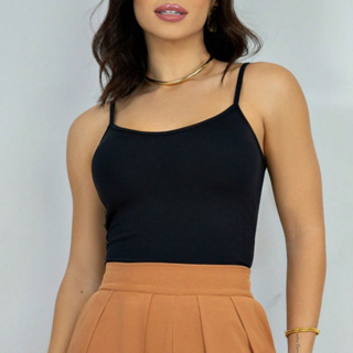 Blusa Regata Feminina Alça Fina Regatinha Tendência Básica Bojo em Oferta na Shopee