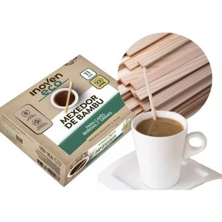 500 Mexedor de Bambu 11cm – Toque Natural em Suas Bebidas! Com opção embalados um a um.