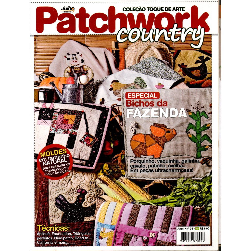 Revista Patchwork Country, Coleção Toque De Arte, Ano 1, N 4