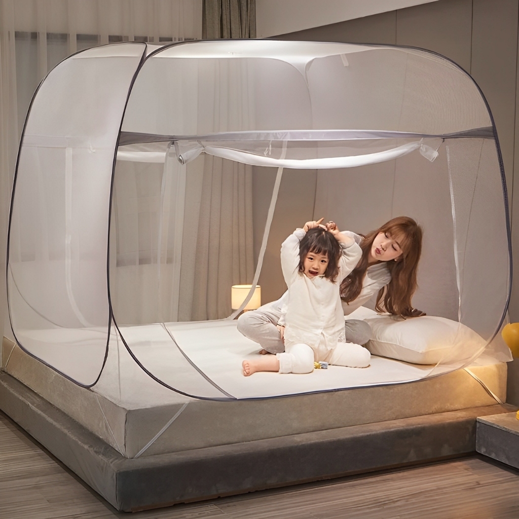 Mosquiteiro para Cama 1,5m x 2m com Zíper Tela Protetora Contra Mosquitos Pernilongos e Insetos