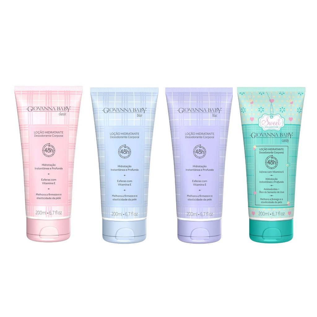 Loção Hidratante Desodorante Giovanna Baby Hidratação e Firmeza, Vitamina E, Desodorante Corporal