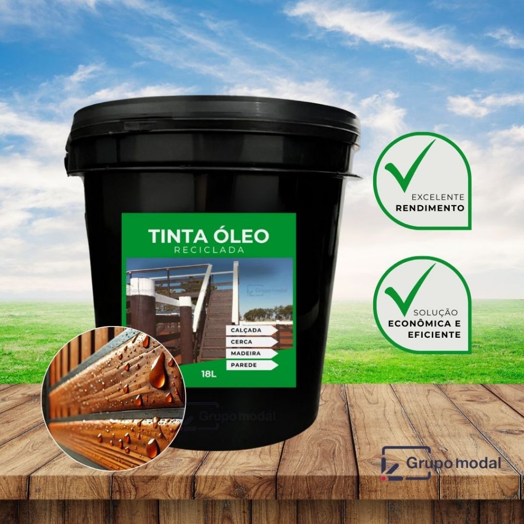 Tinta Óleo Reciclada 18L Semibrilho Para Madeira Ferro Curral Cerca Portão Galpão Fazenda Mangueira