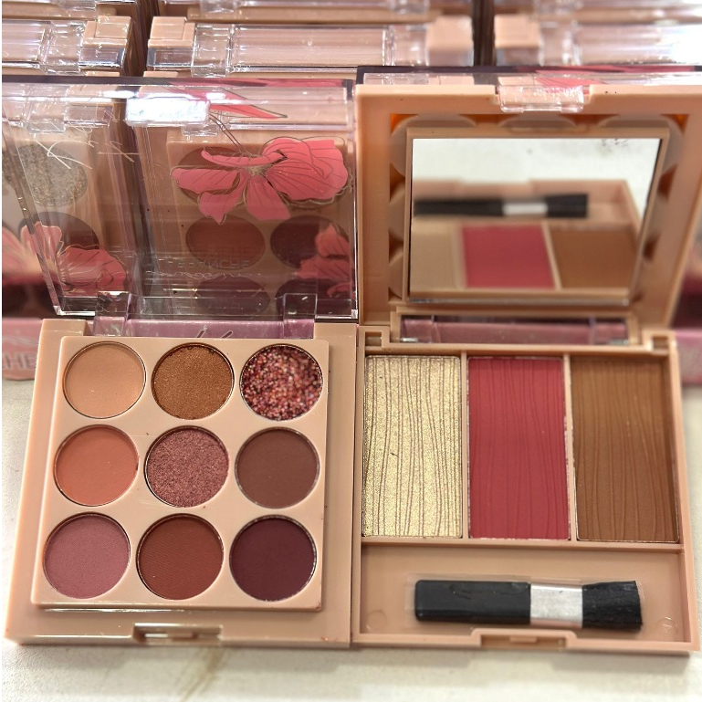 Kit de Maquiagem Sombra+Iluminador+Blush,Com Espelho e Pincel，Dupla camada - LABRANCHE em Oferta na Shopee