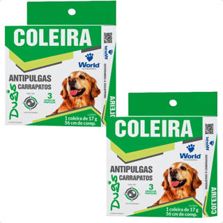 Kit 2 Coleira World Veterinária Dug's 17g Antipulgas para Cães - 56cm em Oferta na Shopee