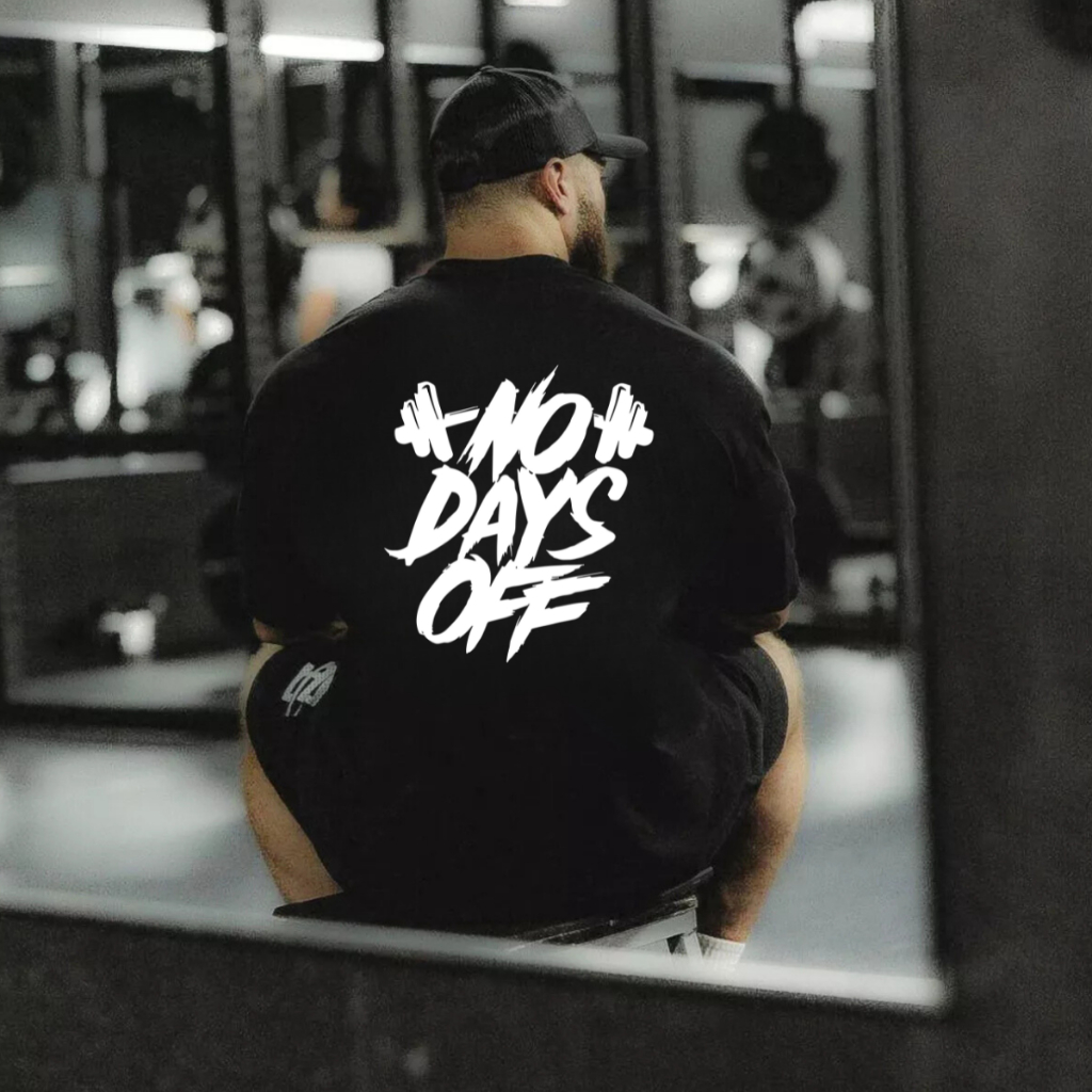 Camiseta Oversized Estampada Blusão Academia Moda Fit Streetwear No Days Off 100% Algodão