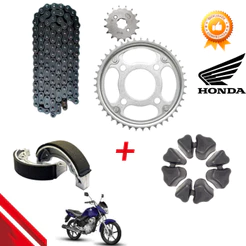 Kit Relação Transmissão + Coxim Coroa + Lona de Freio Titan Fan 150